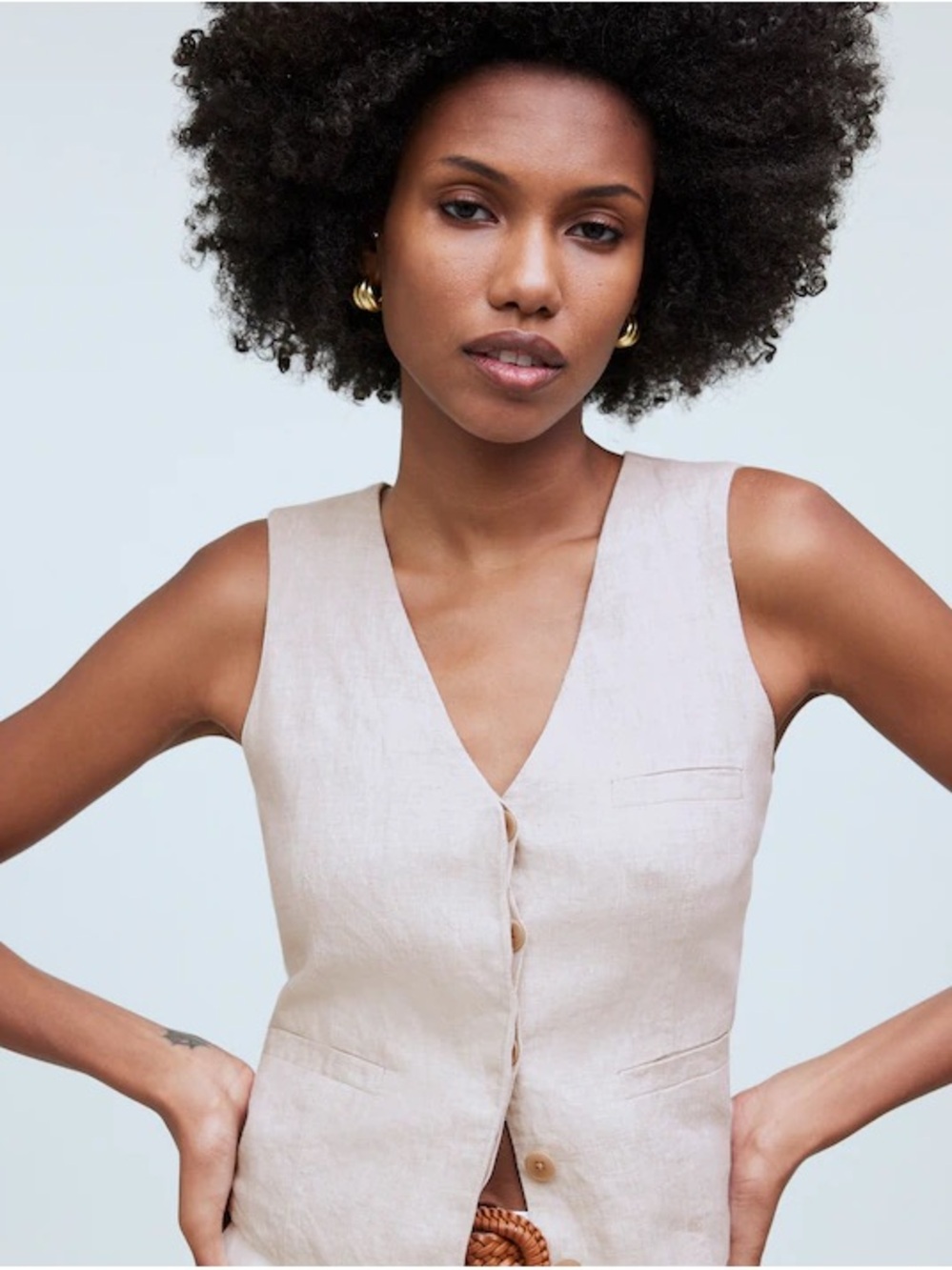 Madewell Single-Breasted Vest in 100% Linen